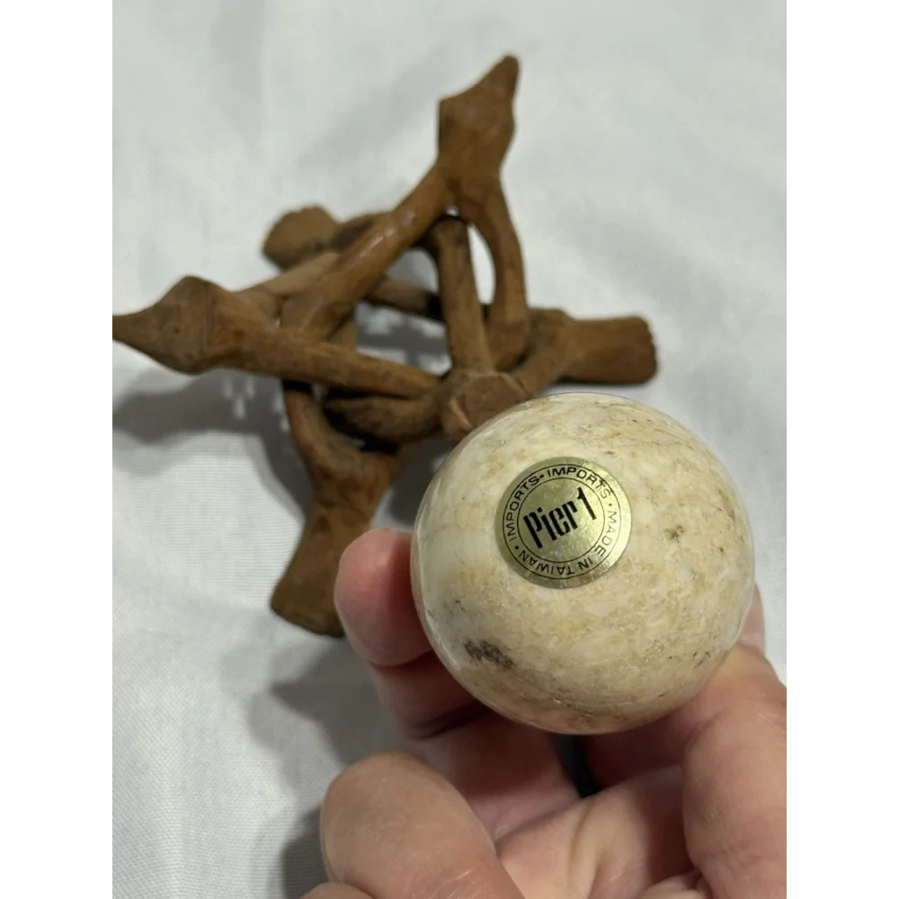 Pier 1 Polished Egg Rock Decorative Paperweight Brown/white Marble Quartz 2 1/2”